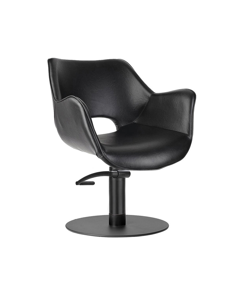 Chloe Black - Silla de peluquería negra - Base redonda negra